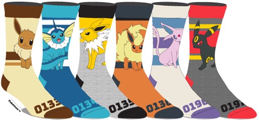 Pokemon Evolution Crew Socks 6-Pack