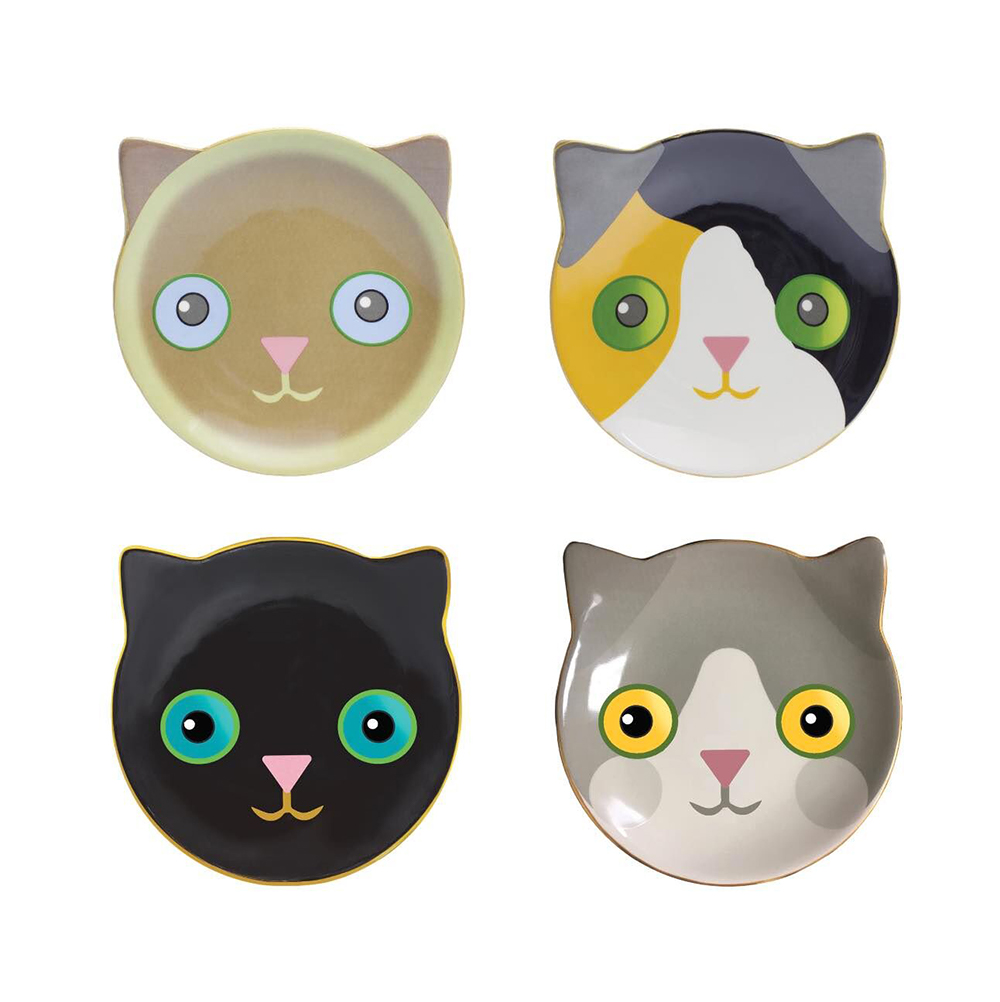 CAT DESSERT 4PK PLATE SET