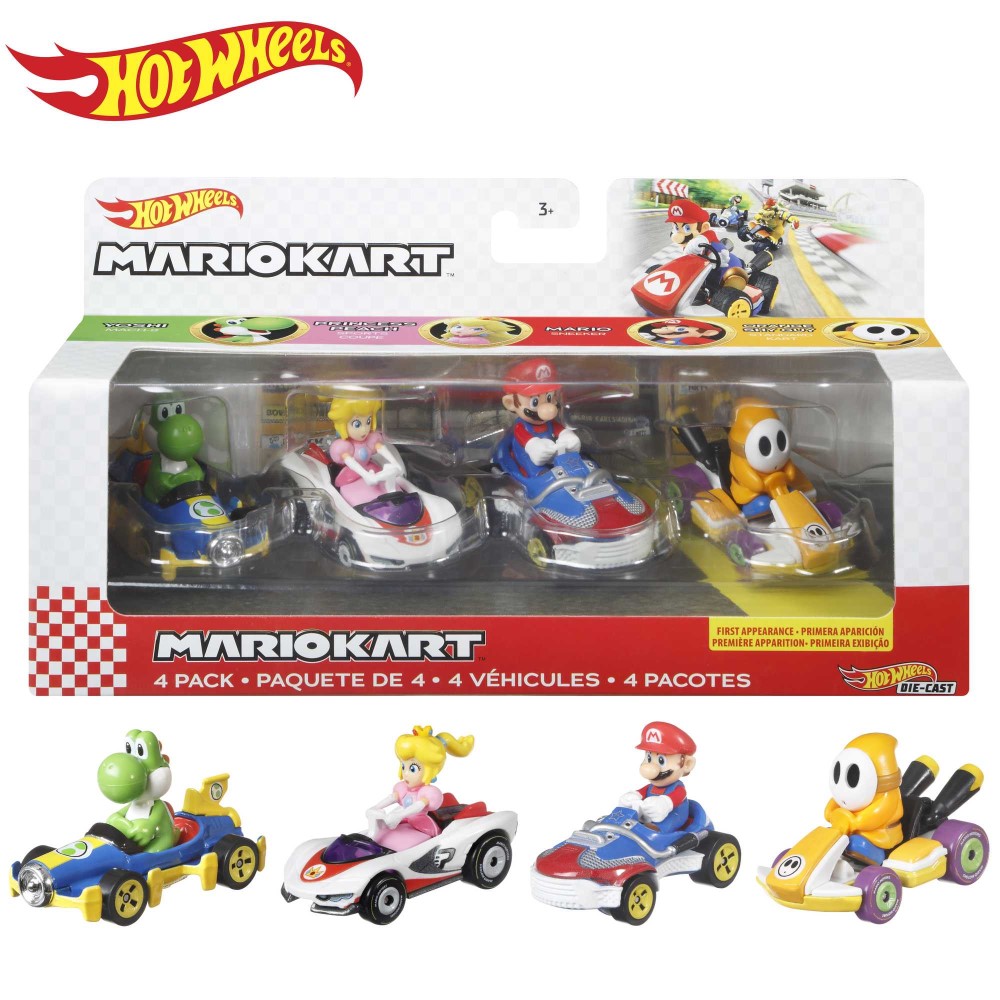 Hot Wheels Mario Kart 4PK